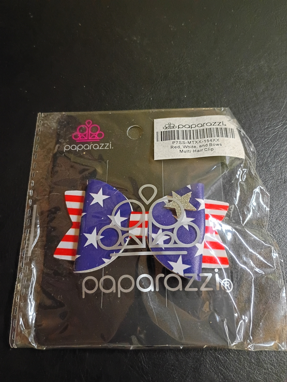 Paparazzi Red White and Blue Star-Spangled Bow Clip